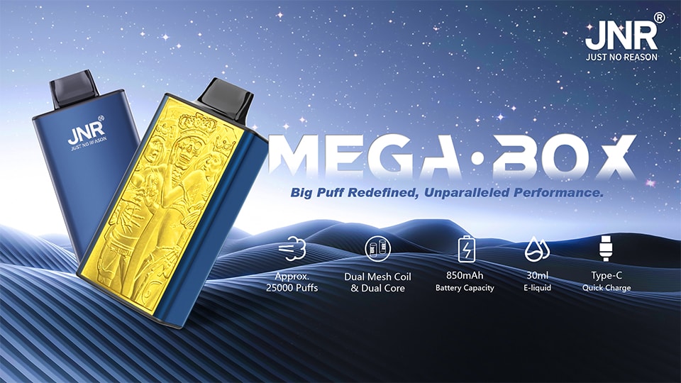 JNR® Mega Box 25K Redefining Disposable Vaping Excellence Product Description Figure 1